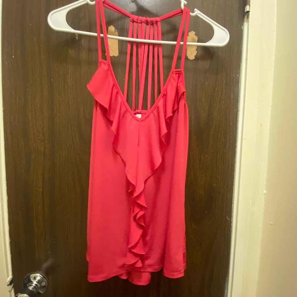 Socialite Pink Ruffled Tank Top